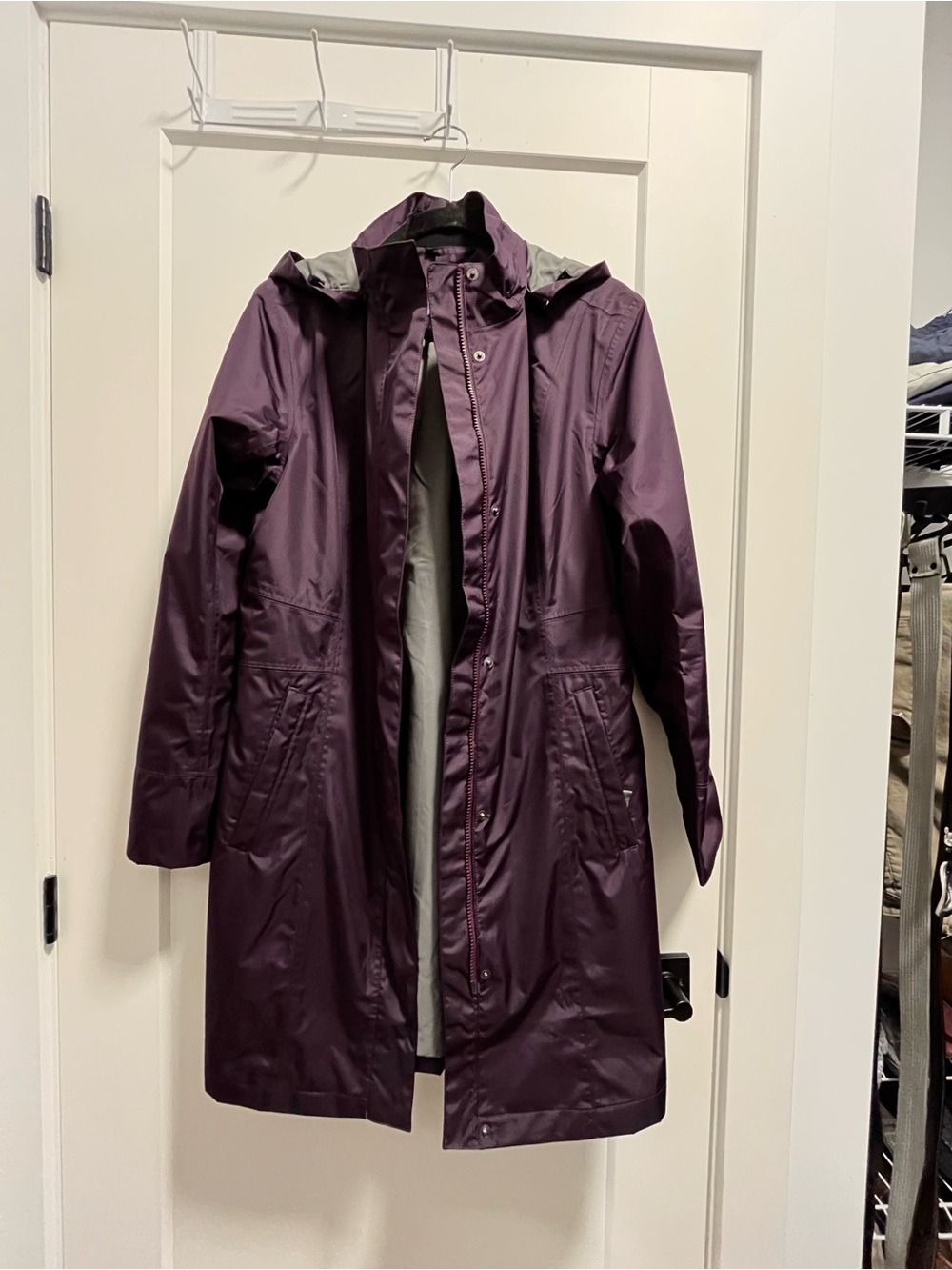 Eddie Bauer Plum Women's Waterproof knee length Raincoat Jacket